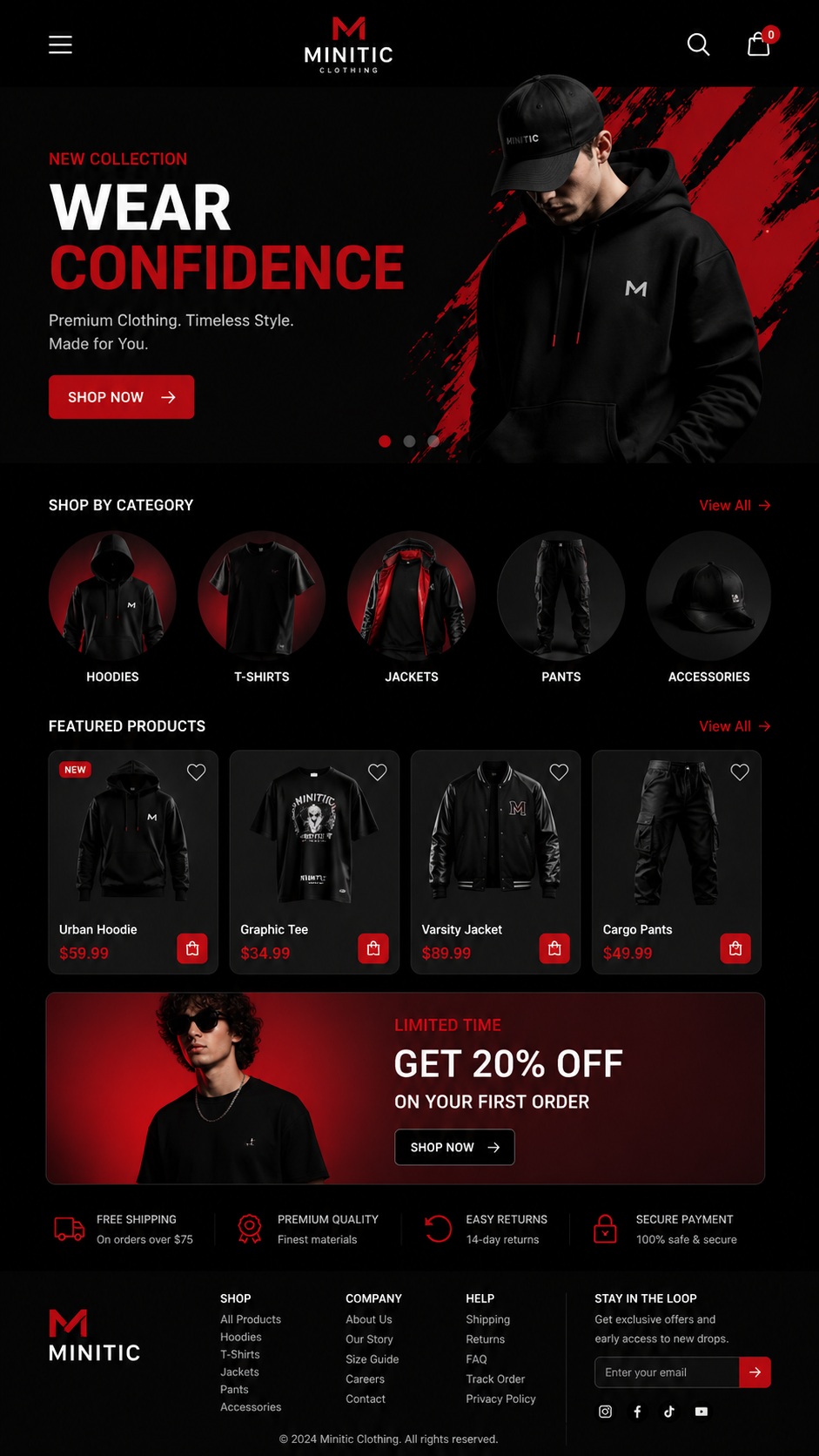 Minitic Clothing website
